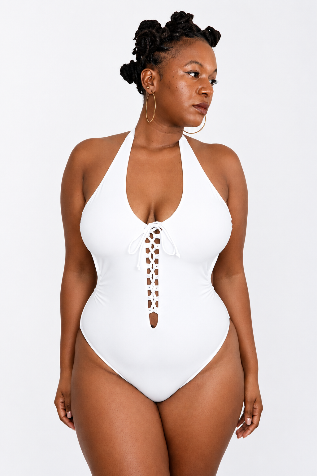 Maillot de Bain 1 Pièce Décolleté Plongeant à Laçage