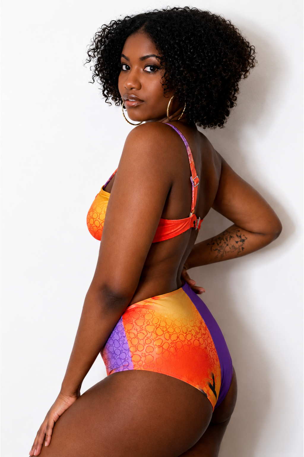 Maillot de Bain 2 Pièces Bikini Bandeau Asymétrique Taille Haute