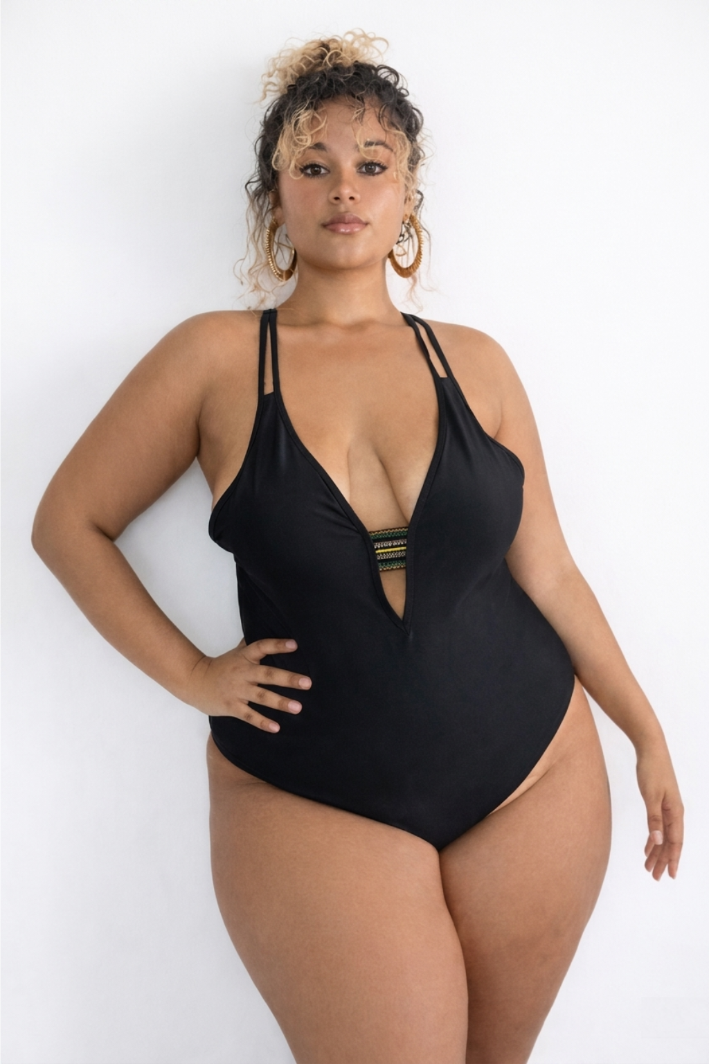 Maillot de Bain 1 Pièce Décolleté Bretelles Ajustables, Monokini L-4XL