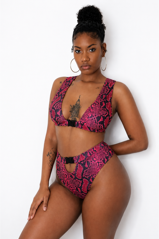 Maillot de Bain 2 Pièces Décolleté Taille Haute String, Bikini S-L