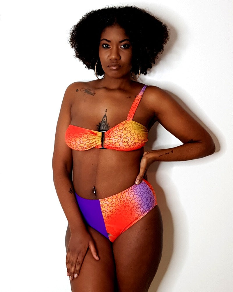 Maillot de bain 2 Pièces Décolleté Taille Haute, Bikini S-L