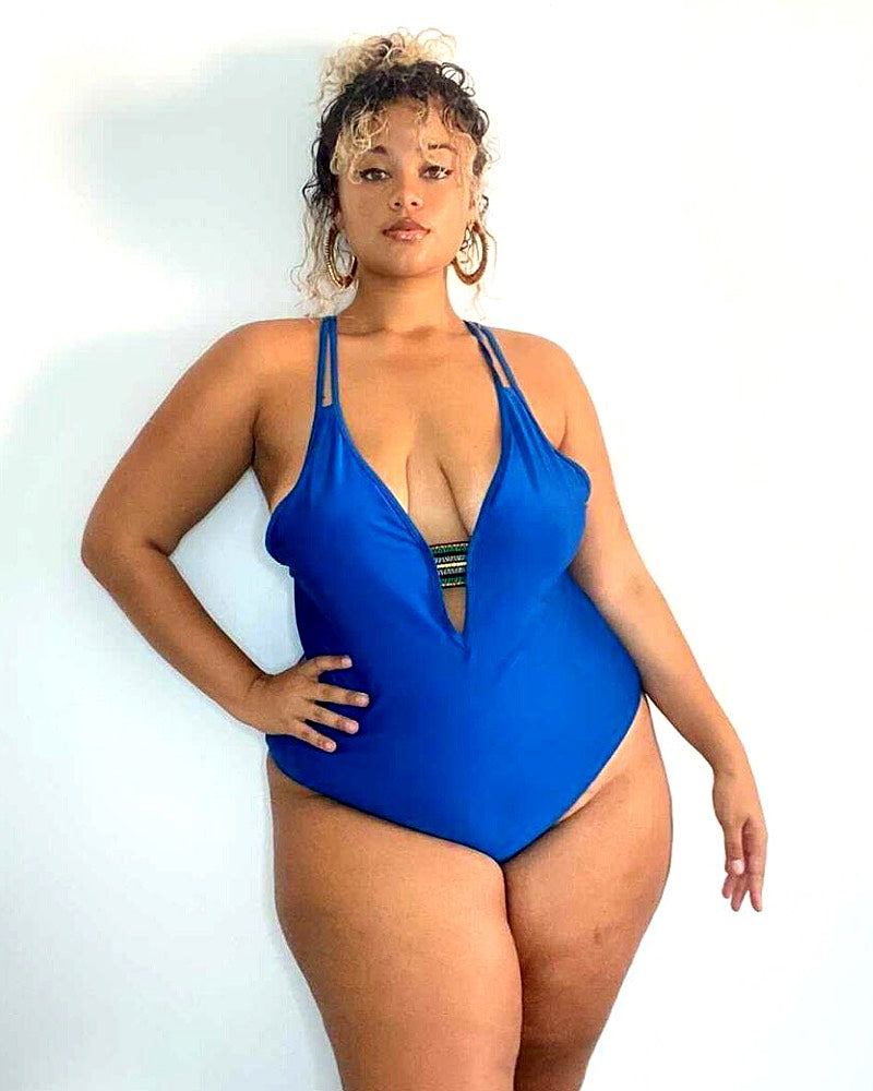 Maillot de Bain 1 Pièce Décolleté Bretelles Ajustables, Monokini L-4XL